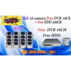 Beli Camera 16 Gratis DVR 16 ch + Harddisc 500GB (Flash Sale 11.11)